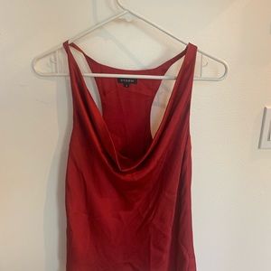 Maroon satin-looking tank. Size 8